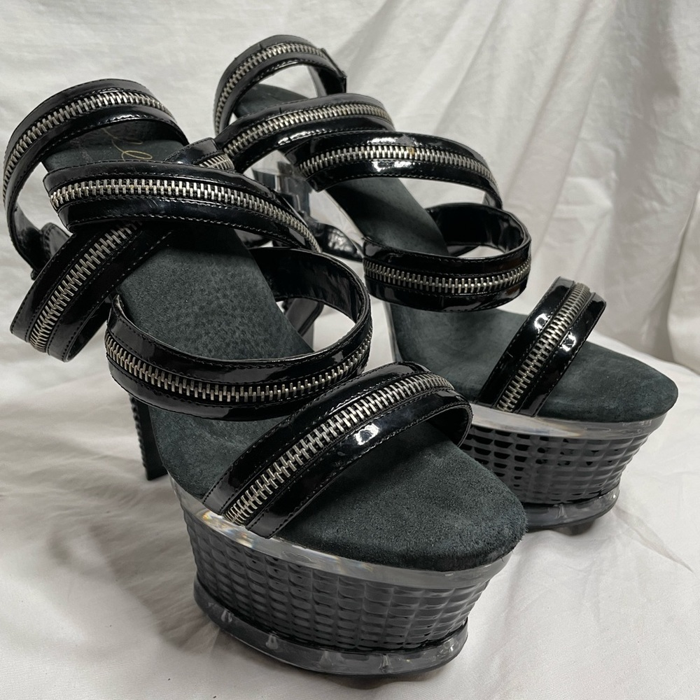 SOLD Ellie 649-Delia Strappy Zipper Platform Heels Size 9
